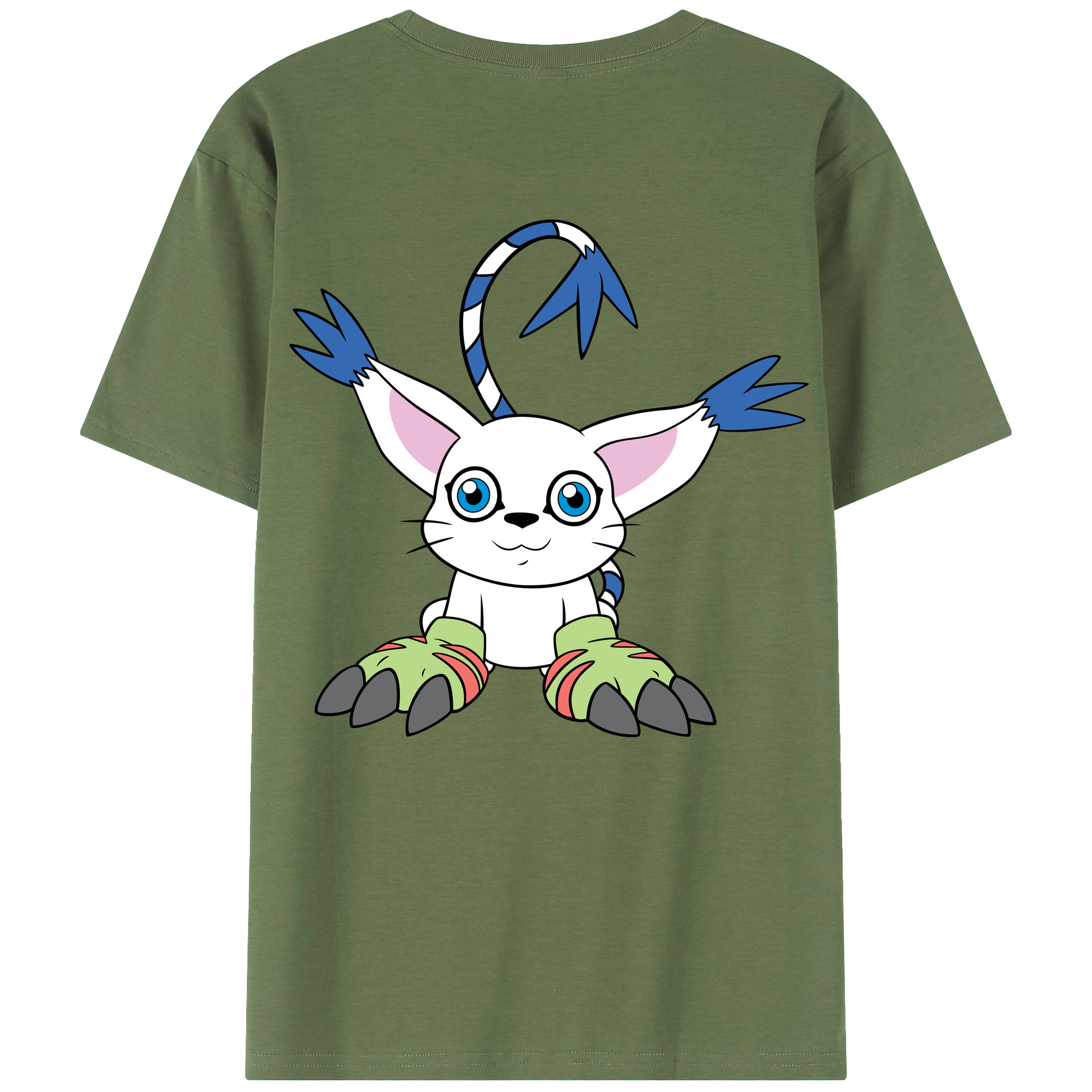 （画像用） Digimon デジタルモンスター/デジモン 綿100％ メンズ半袖Tシャツ（バックプリント） 通気性